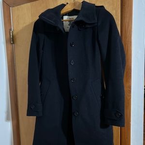 Size 2 Burberry Black Tissu Virgin Wool Black Trench Coat Women’s Free Ship